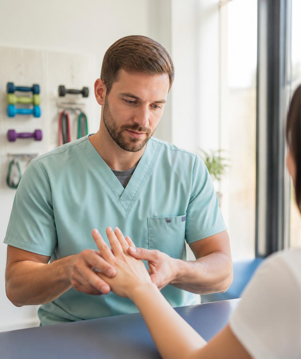 Ergotherapeut behandelt eine Patientin
